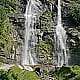 Panoramic hiking trail to the Acquafraggia waterfalls in the northern Italian Alps