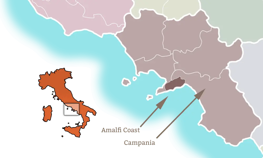 Karte der Amalfiküste, Italien