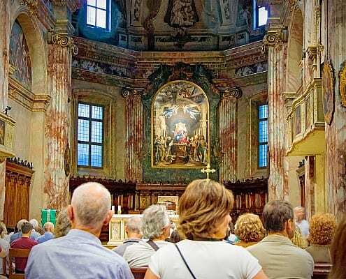 Kirche Santi Bartolomeo und Stefano in Bergamo mit dem Altarbild von Lorenzo Lotto
