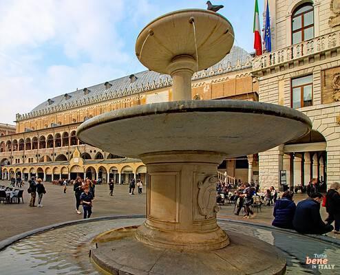 Padua Piazza delle Erbe und Piazza delle Frutta mit Brunnen vor dem Palazzo della Ragione