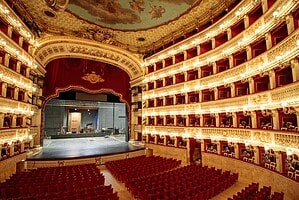 Interior of San Carlo theater (Teatro di San Carlo), Naples, Italy.