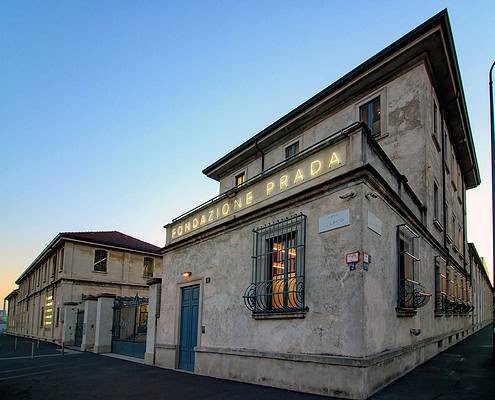 Entrance to the Prada Foundation • m24o The new home of the Fondazione Prada is located in a former gin distillery dating back to 1910 on Largo Isarco.