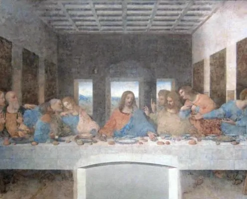 Das letzte Abendmahl von Leonardo da Vinci im Refektorium der Kirche Santa Maria delle Grazie